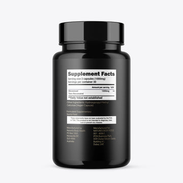 Resveratrol Capsules 100% Pure (60 x 500mg) Third Party Tested (SOLD OUT - SHIPPING END OF DEC)